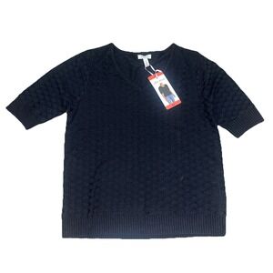 New Women's ELLA MOSS Black Half Sleeve Sweater Top Size Medium